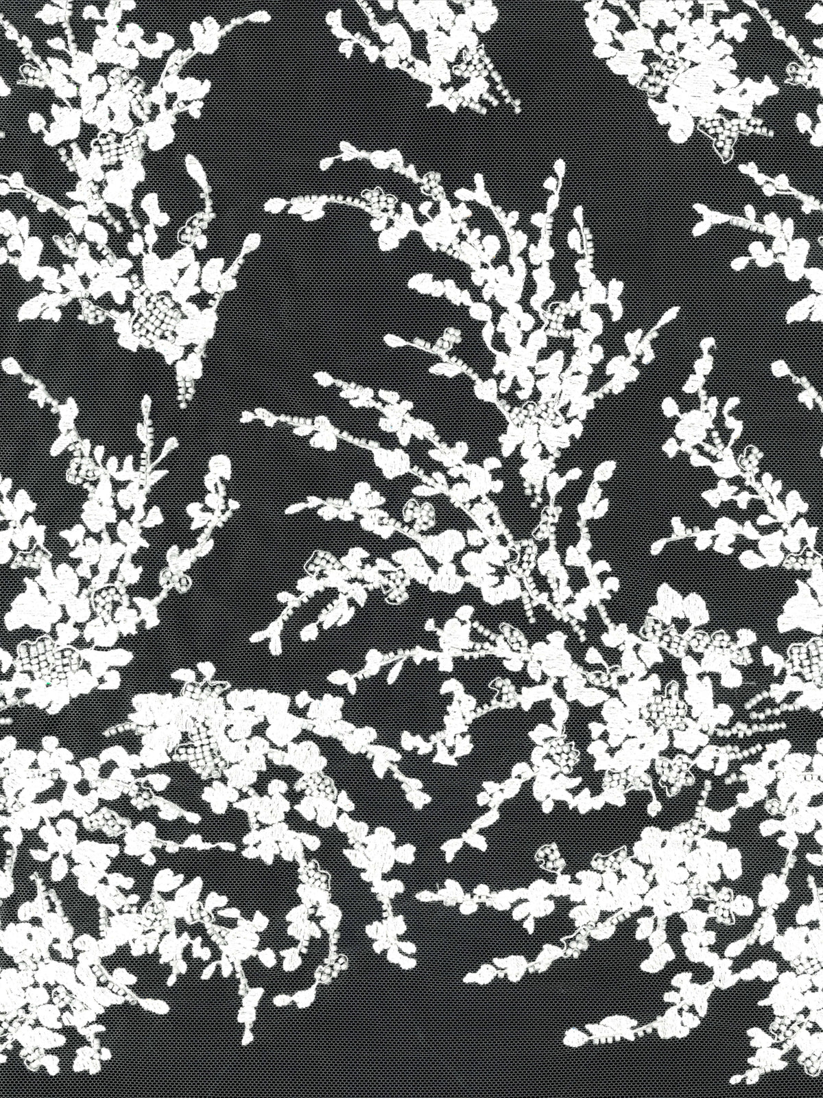 S Elfenbeinfarbener, bestickter Tüll mit Perlen - EB1093