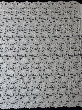 Elfenbeinfarbener, bestickter Paillettentüll - EB3003