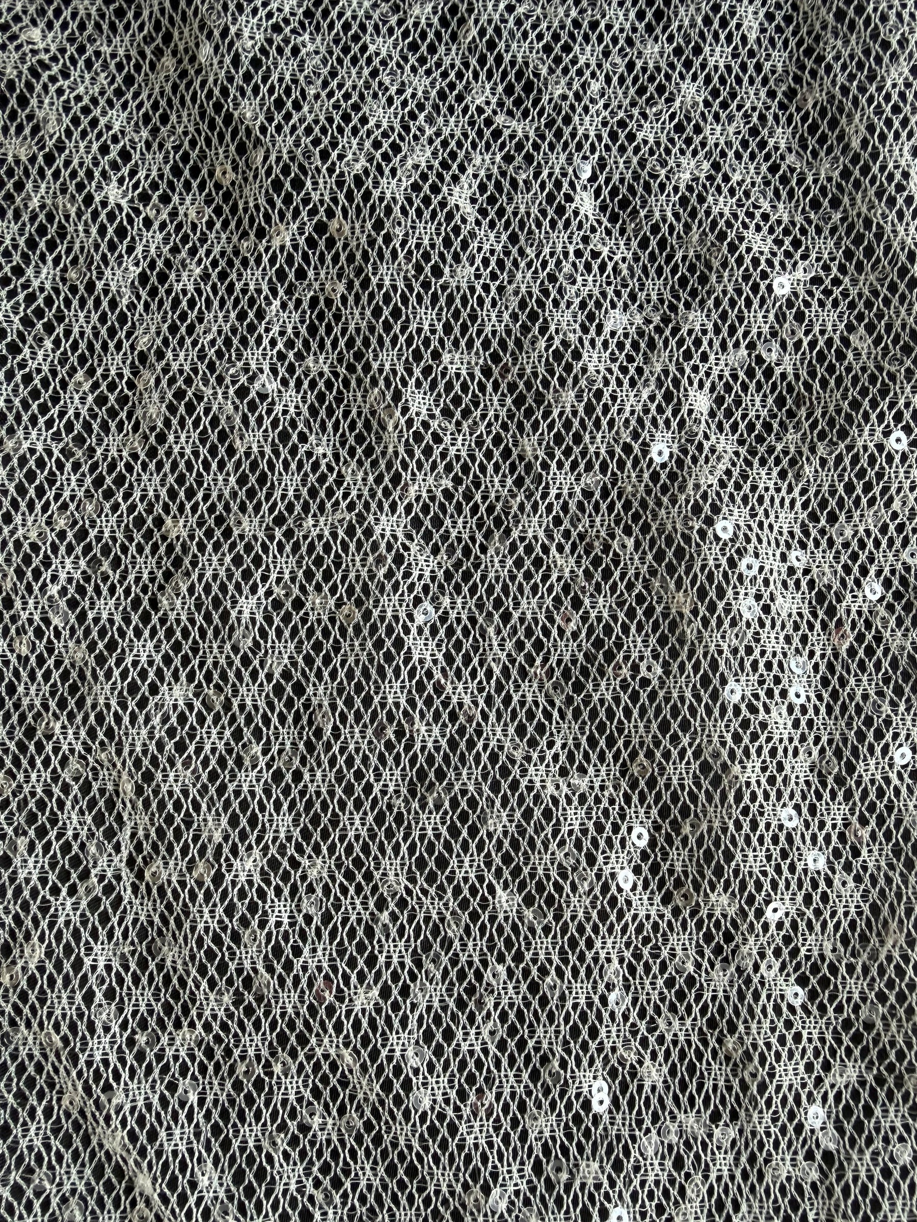 Elfenbeinfarbene Pailletten-Raschelspitze – EB3046