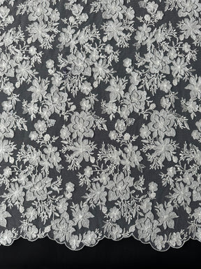 Elfenbeinfarbene, paillettenbesetzte Stickspitze - EB3053