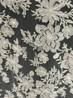 Elfenbeinfarbene, paillettenbesetzte Stickspitze - EB3053