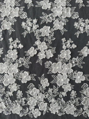 Elfenbeinfarbene, bestickte 3D-Spitze - EB5033