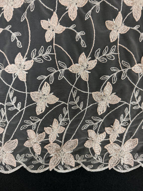 Hellrosa bestickter Tüll mit Perlen - EB1054