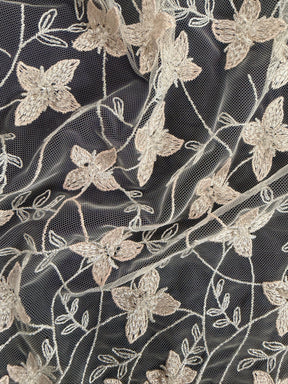 Hellrosa bestickter Tüll mit Perlen - EB1054