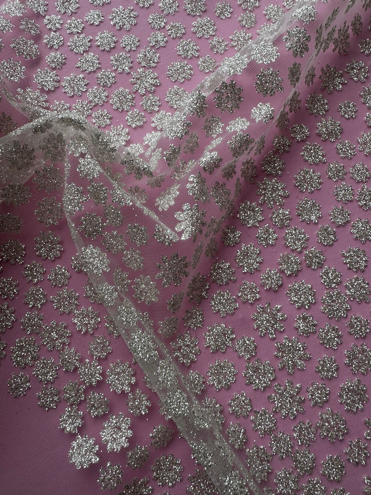 Elfenbeinfarbener glitzernder Blumentüll (148 cm/58 Zoll) – Yasha