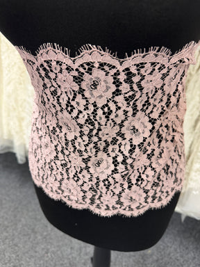 Antique Rose Corded Chantilly Lace Trim - T808