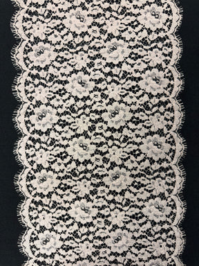 Antique Rose Corded Chantilly Lace Trim - T808