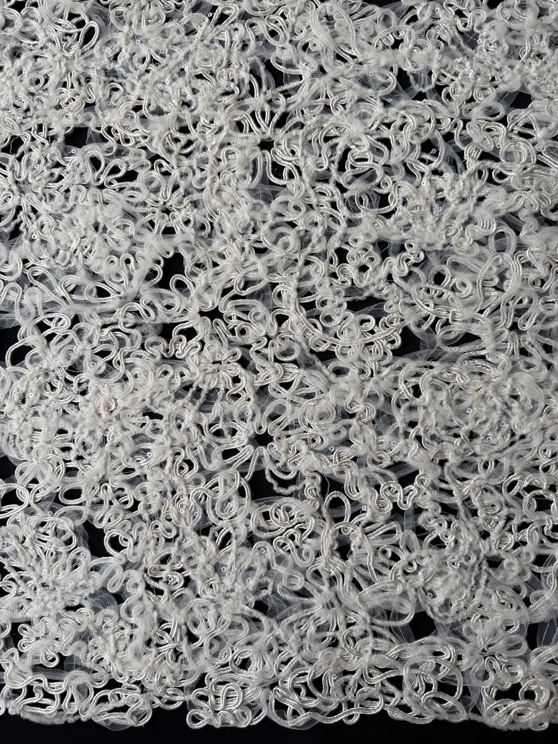 Elfenbein Pailletten Abstrakt Spitze - P870