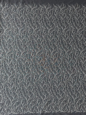 Elfenbeinfarbener, bestickter Perlen-Tüll - EB1037