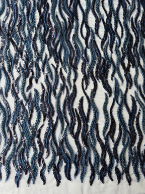 Neues marineblaues, besticktes Perltüll - EB1089