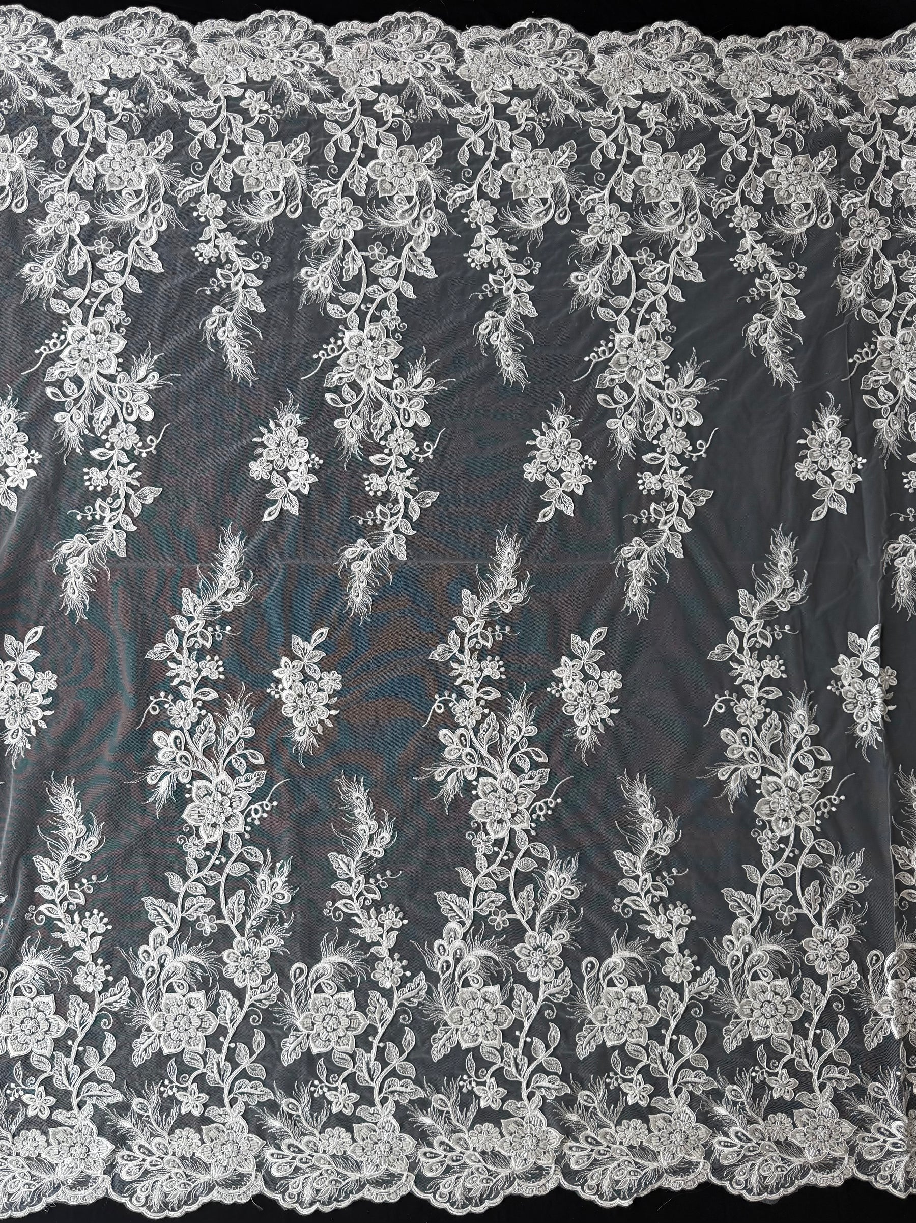 Ivory Beaded and Corded Lace - Habina