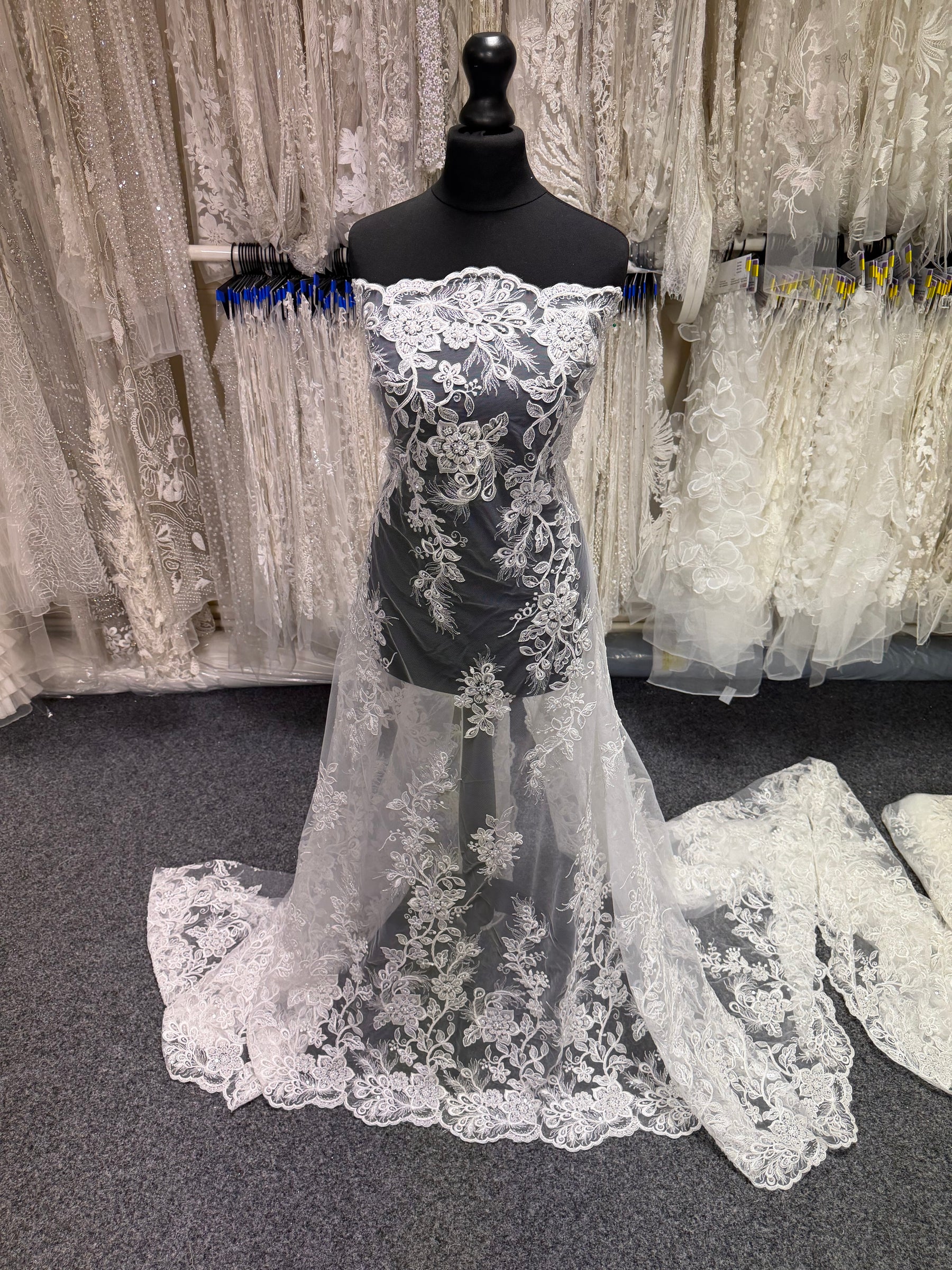 Ivory Beaded and Corded Lace - Habina