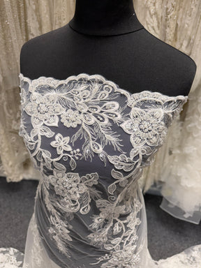 Ivory Beaded and Corded Lace - Habina