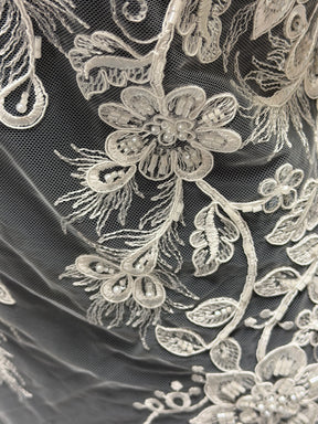 Ivory Beaded and Corded Lace - Habina