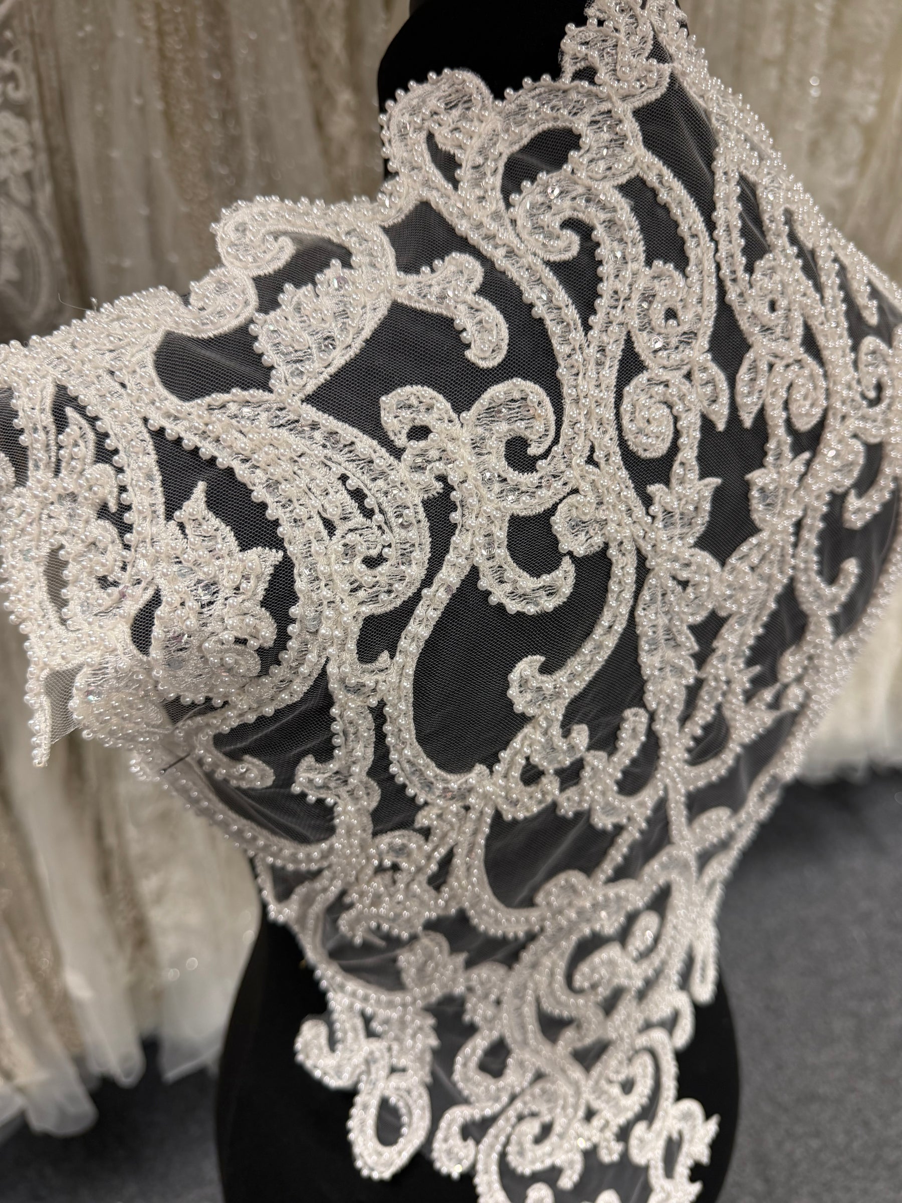 Ivory Beaded Lace Appliques - MT3001