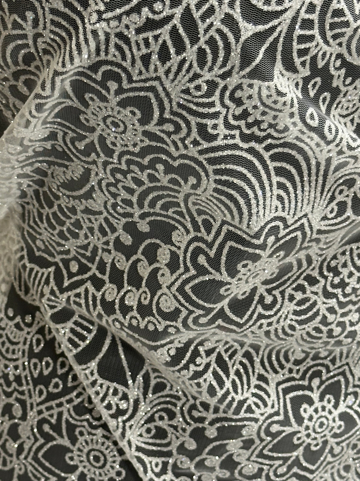 Elfenbeinfarbener Glitzertüll - Glisten (CF)