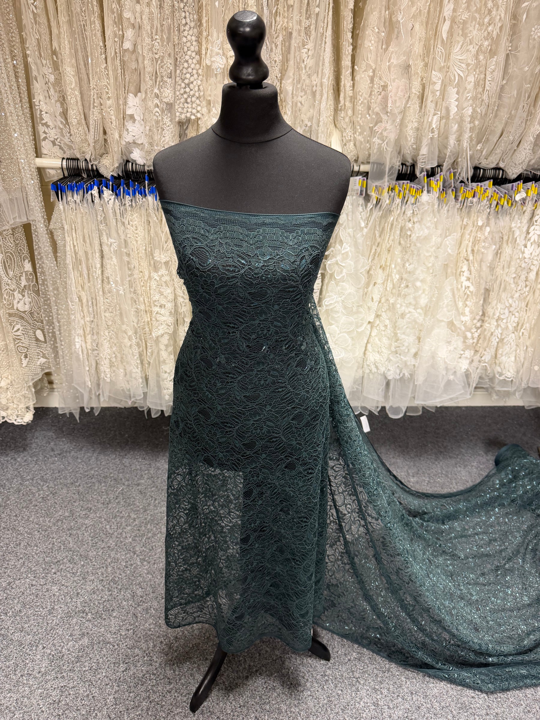 Bottle Green Corded Lace - Mendap