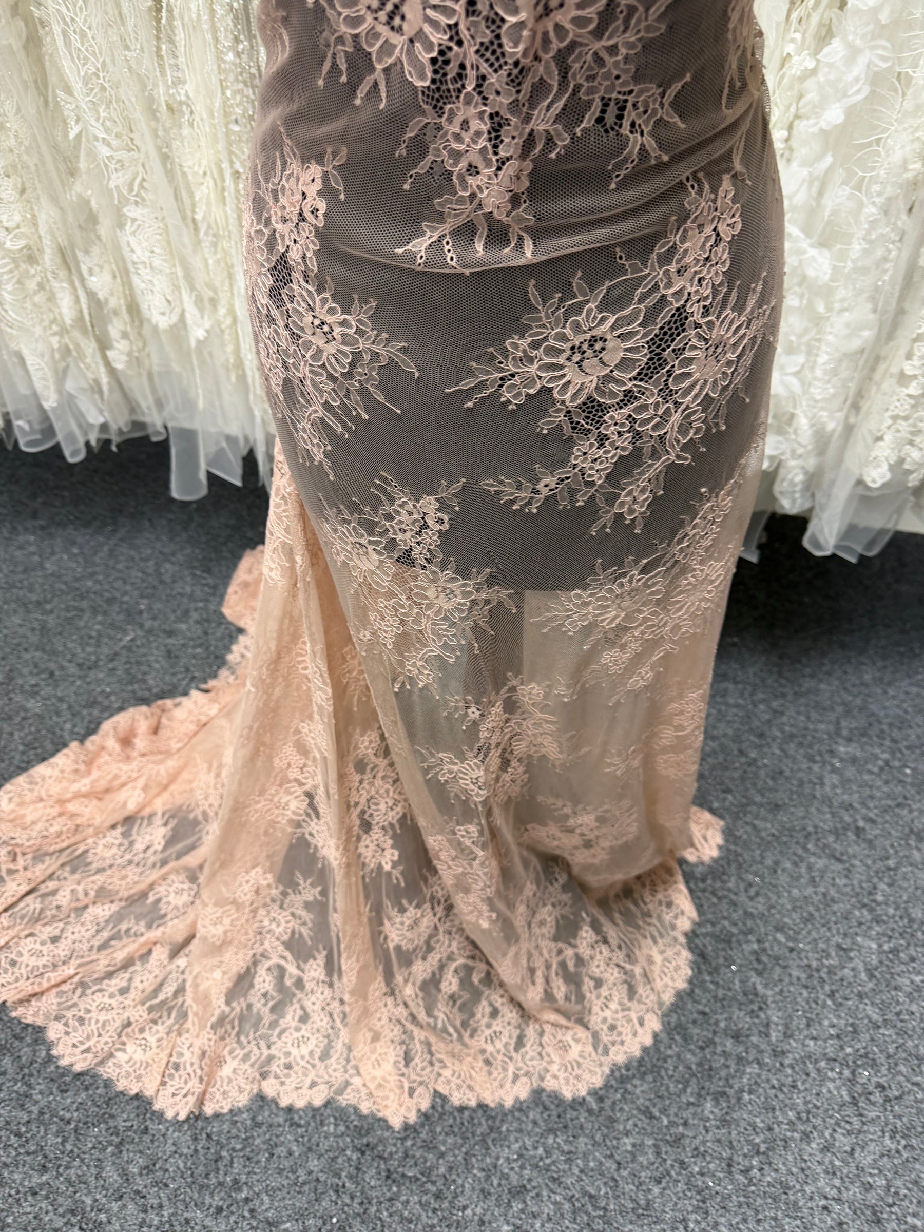 Pink Corded Leavers Lace - P876