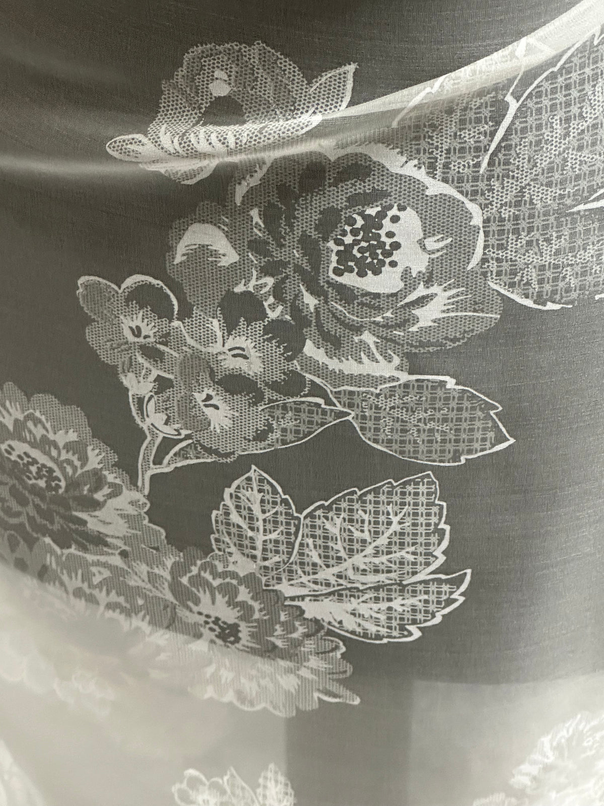 Elfenbeinfarbener bedruckter Seidenorganza - PR2005