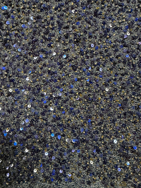 Marineblauer, bestickter Perlentüll - EB1011