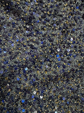 Marineblauer, bestickter Perlentüll - EB1011