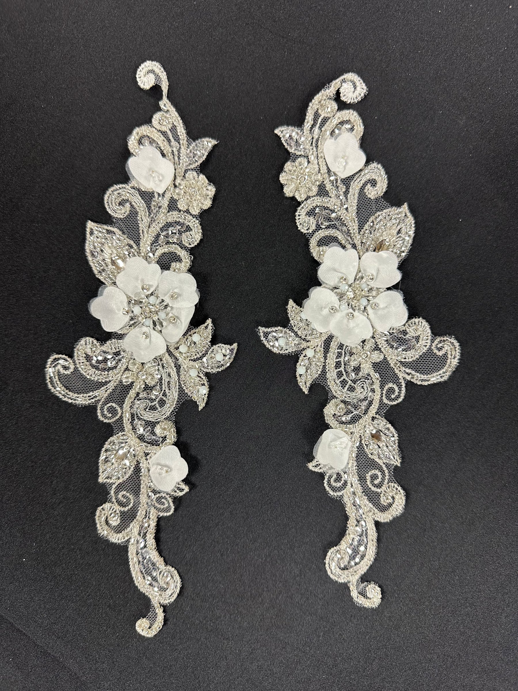 Ivory Beaded Lace Appliques - T334