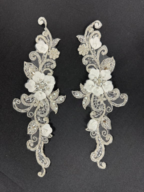 Ivory Beaded Lace Appliques - T334