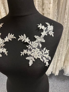 Ivory Embellished Lace Appliques - T326