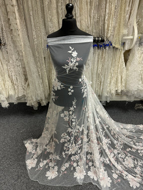 Bestickte Spitze in Rosa und Elfenbein - EB1015