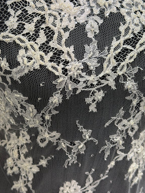 Ivory Beaded Chantilly Lace - P362