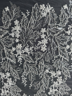 Elfenbeinfarbene Perlenstickerei-Spitze - EB1099