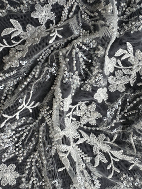 Elfenbeinfarbene Perlenstickerei-Spitze - EB1099