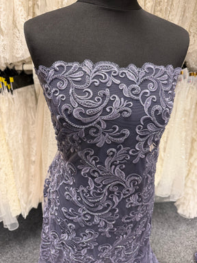 Indigo Emb Beaded Tulle - EB1069