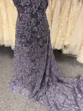 Indigo Emb Beaded Tulle - EB1069