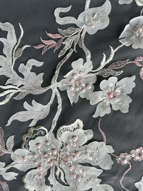 Bestickte Spitze in Rosa und Elfenbein - EB1015