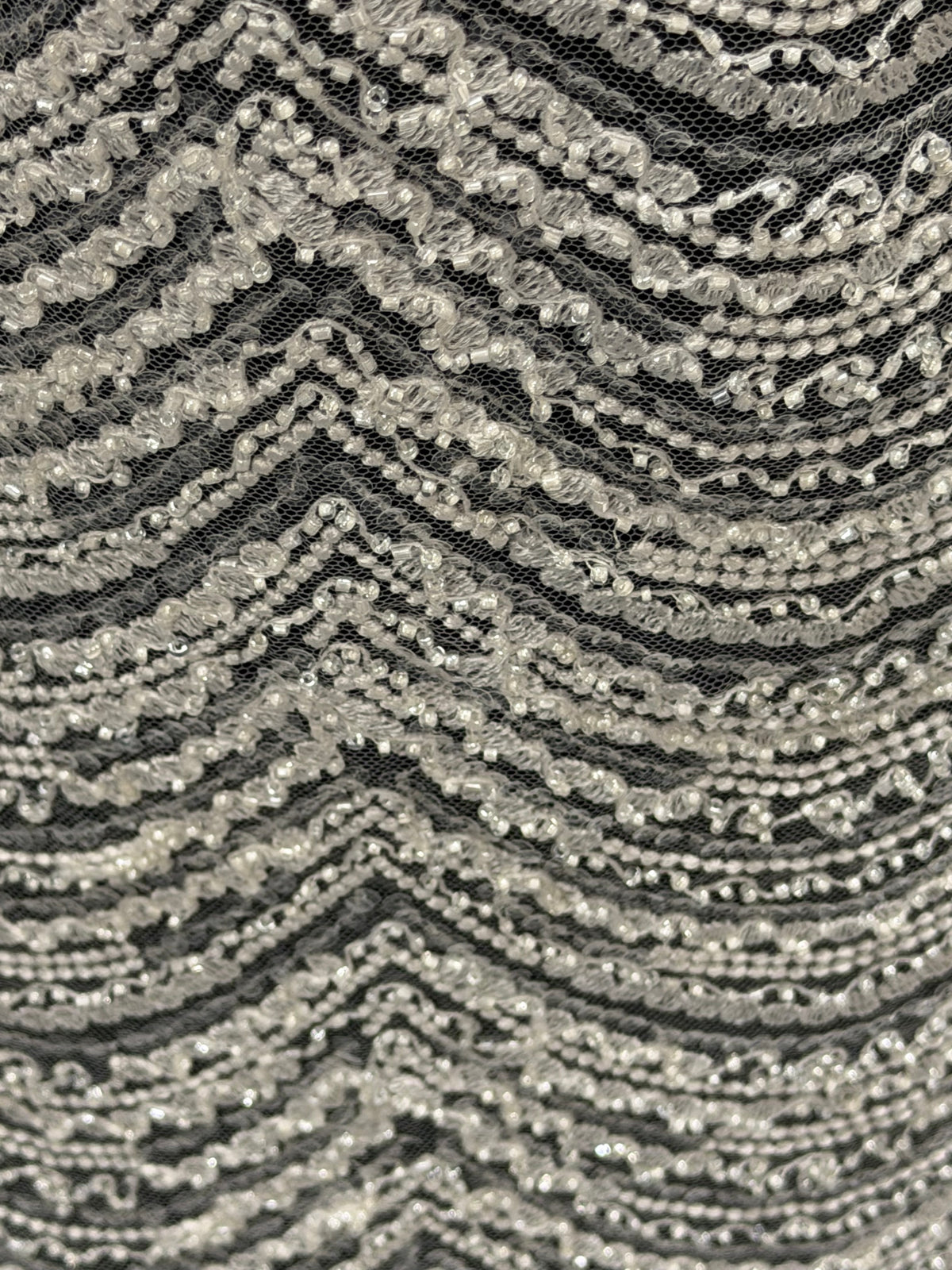 Elfenbeinfarbener Perlentüll - EB1014