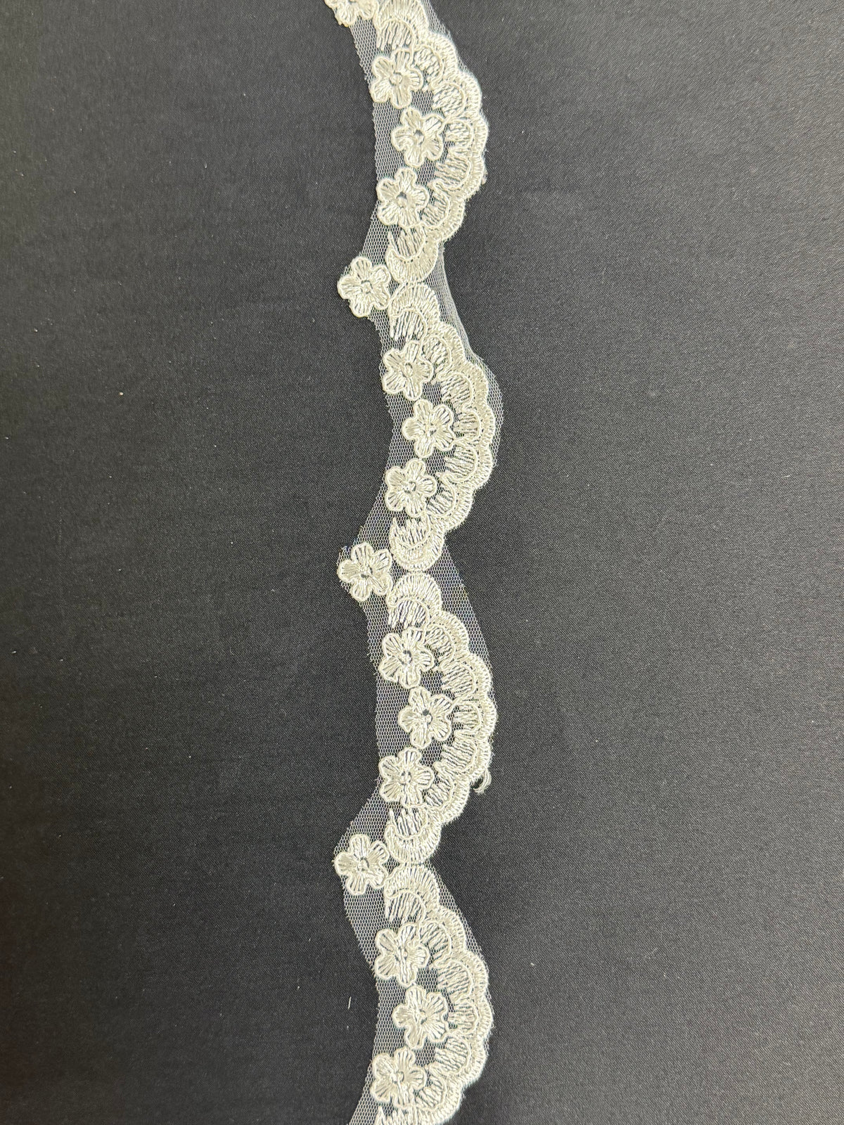 Elfenbeinfarbene Paillettenborte mit Kordel - T713