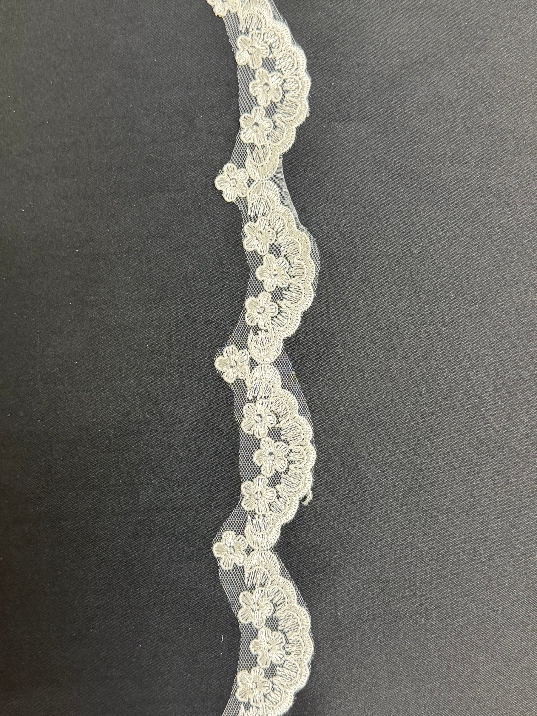 Elfenbeinfarbene Paillettenborte mit Kordel - T713