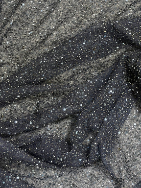 Marineblauer, bestickter Perlentüll - EB1012