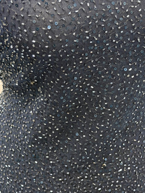 Marineblauer, bestickter Perlentüll - EB1012