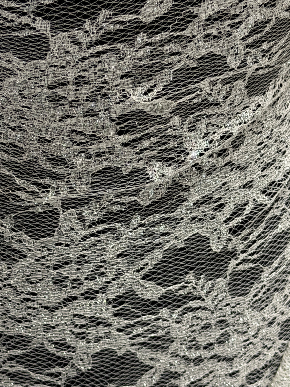 Elfenbein mit silberner Chantilly-Spitze - P208