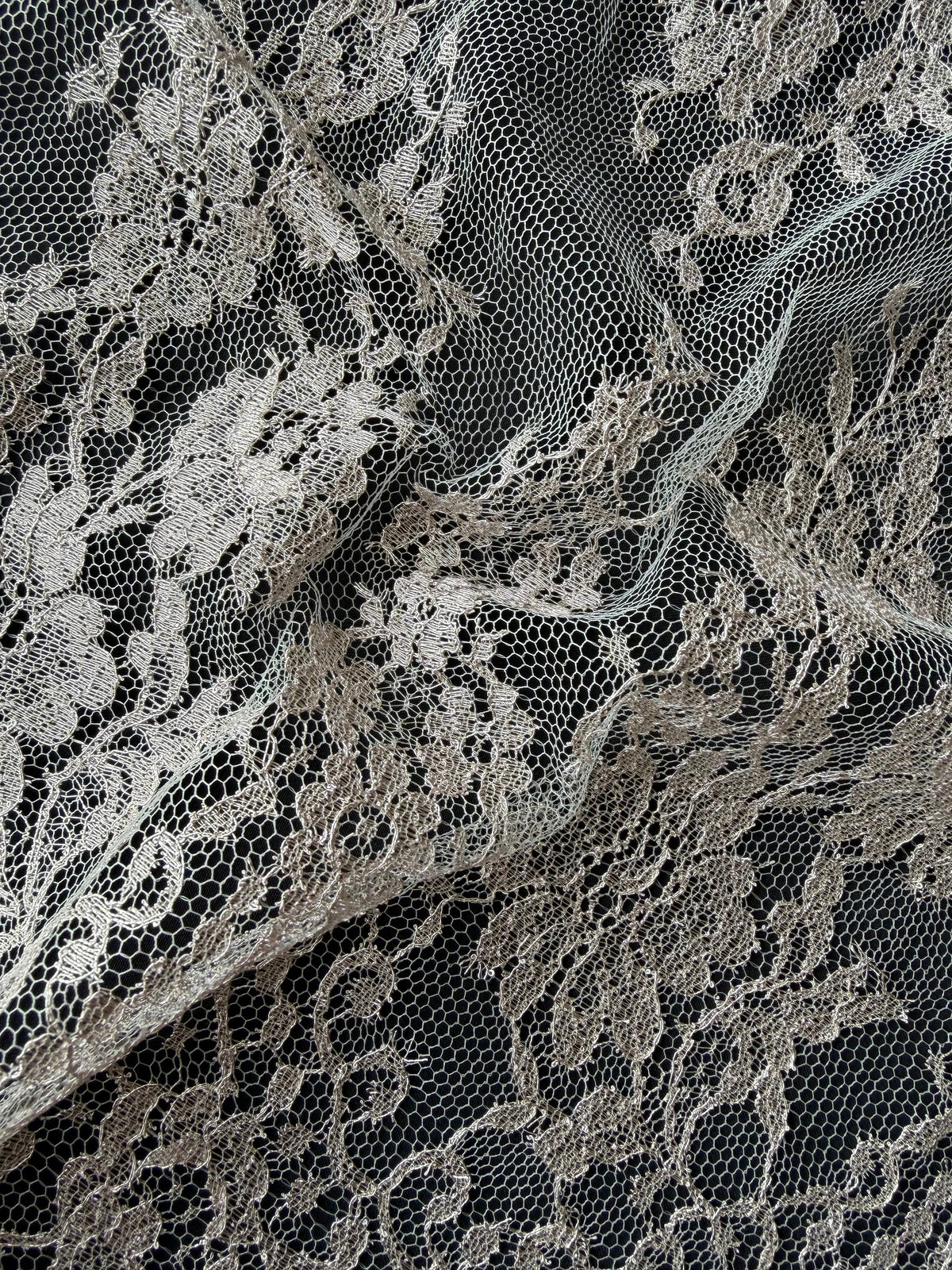 Dusty Rose French Metallic Lace - LA2003