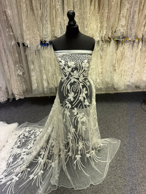 Ivory 3D Beaded Embroidered Lace - Johari
