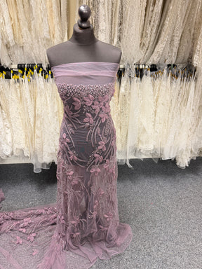 Purple 3D Beaded Embroidered Lace - Johari