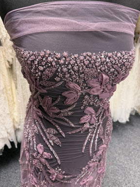 Purple 3D Beaded Embroidered Lace - Johari