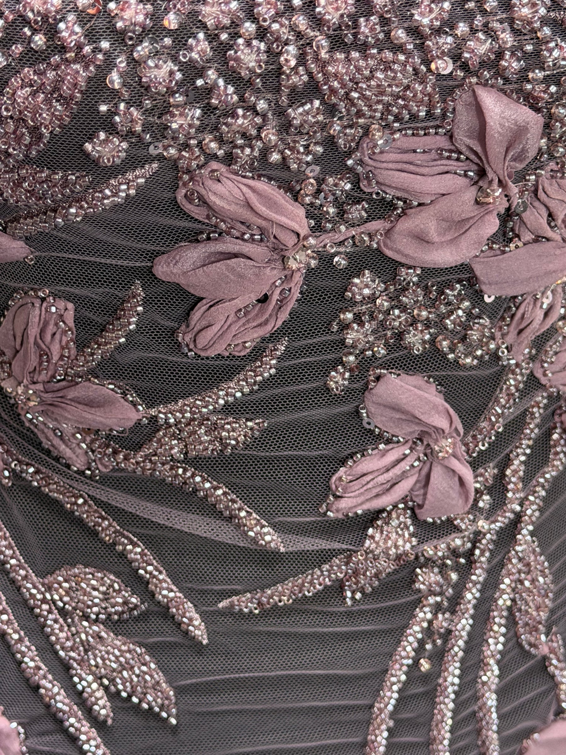 Purple 3D Beaded Embroidered Lace - Johari