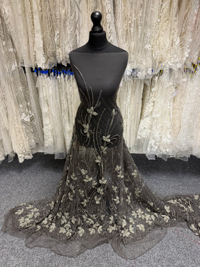 Green 3D Beaded Embroidered Lace - Johari