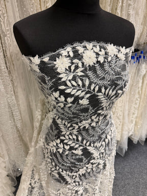 Ivory 3D & Beaded Chantilly Lace - P239
