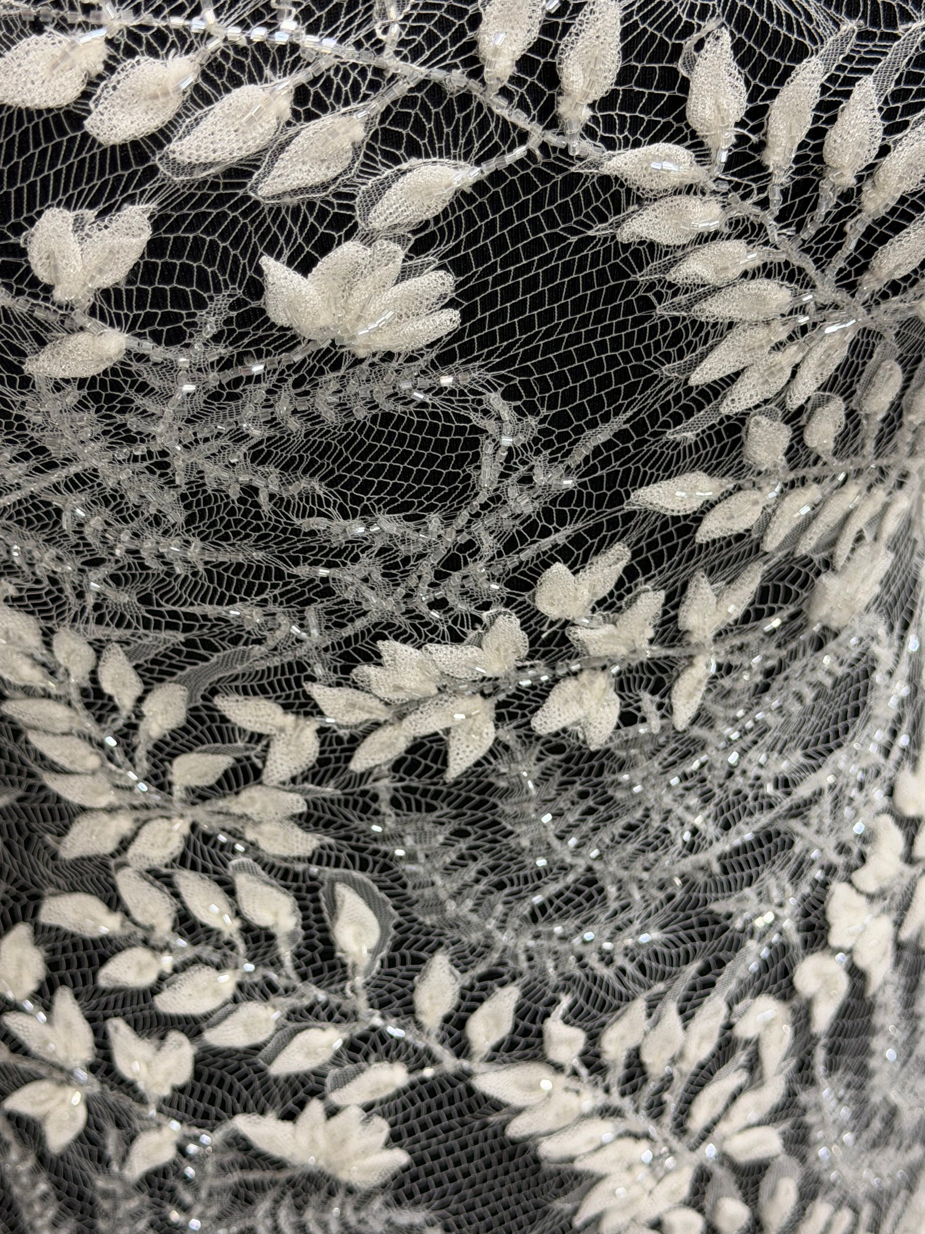 Ivory 3D & Beaded Chantilly Lace - P239