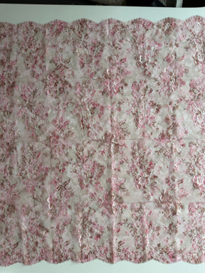Rosa bedruckte Chantilly-Spitze - P190